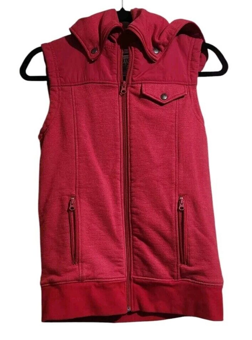 Burton Vest Womens WB STARR Size Small Red Dry Ride Full Zip Hooded Snowboarding